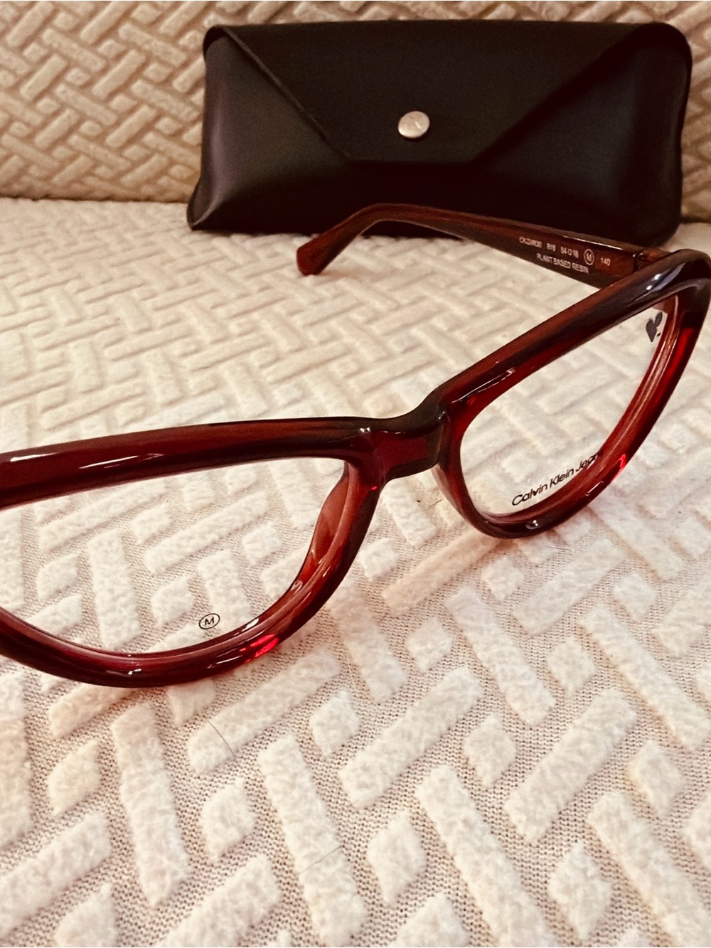 Calvin Klein Jeans Women's Glossy Burgundy Optical Glasses - Picture 3 of 8
